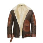 Men Brown Bomber Shearling Jacket