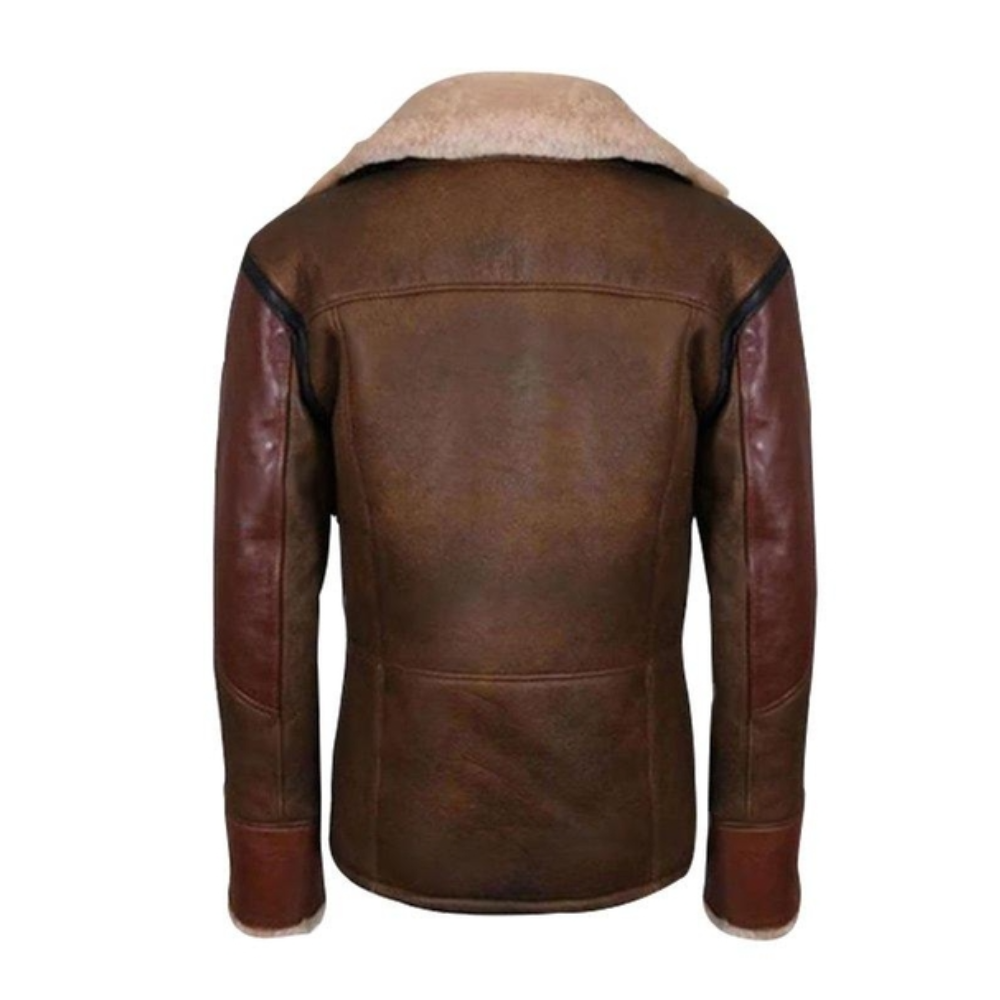 Men Brown Bomber Shearling Jacket