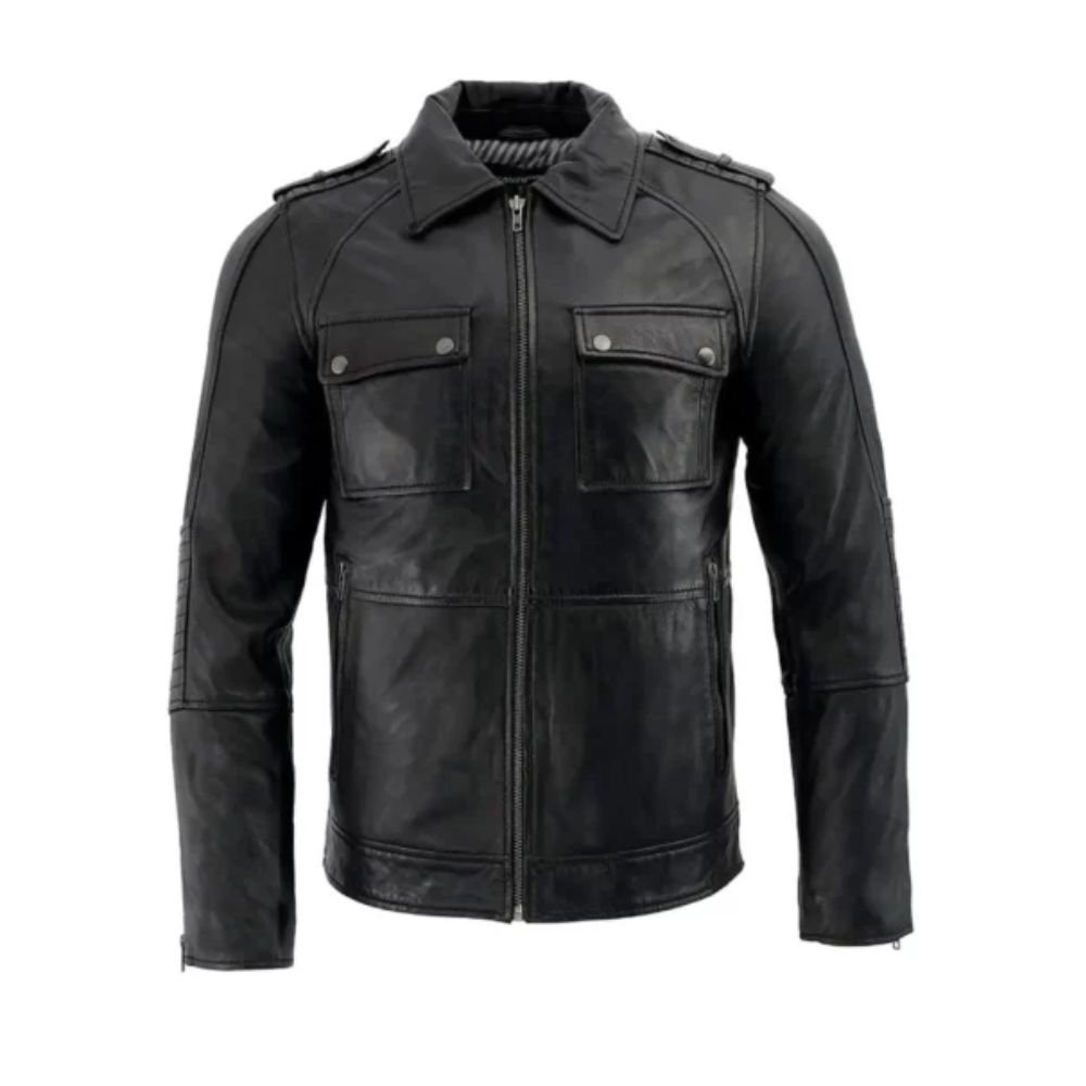 Men Lambskin Black Leather Jacket