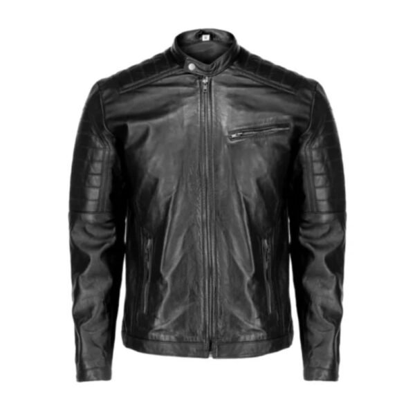 Men Pure Sheep Black Leather Jacket