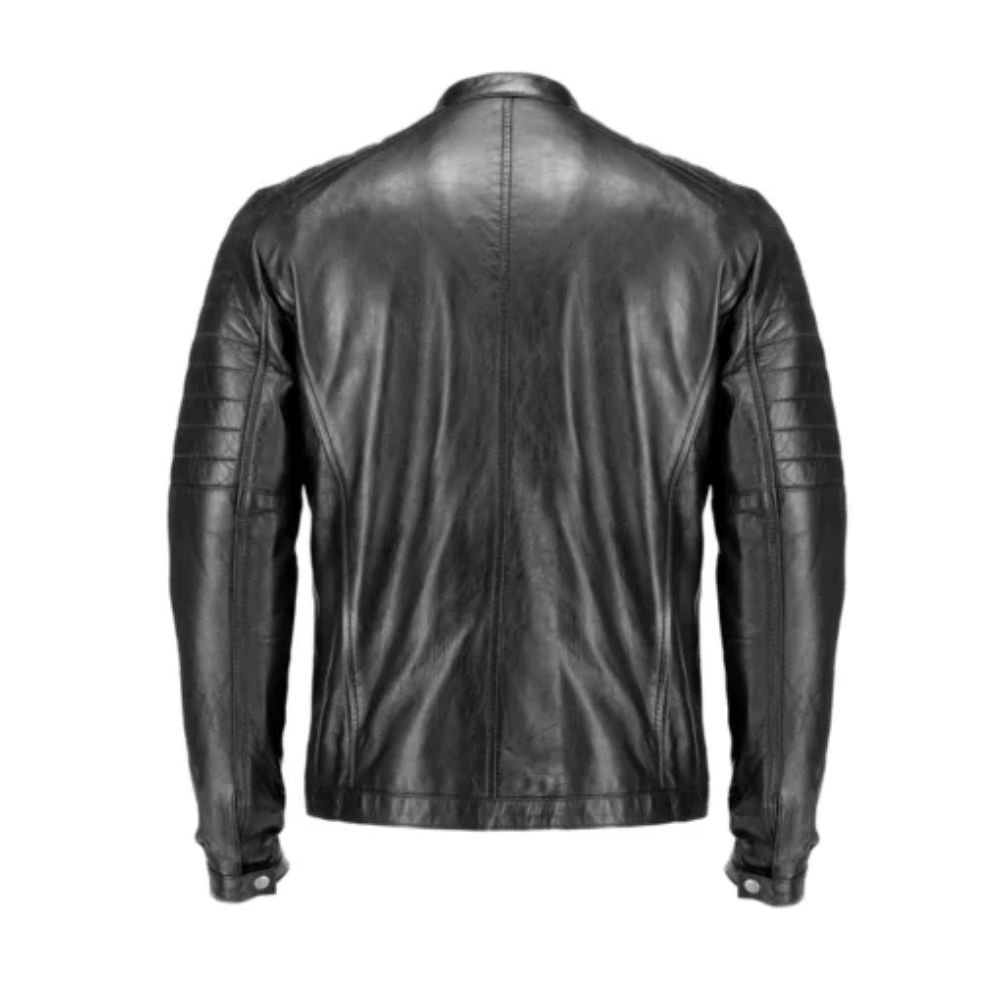 Men Pure Sheep Black Leather Jacket