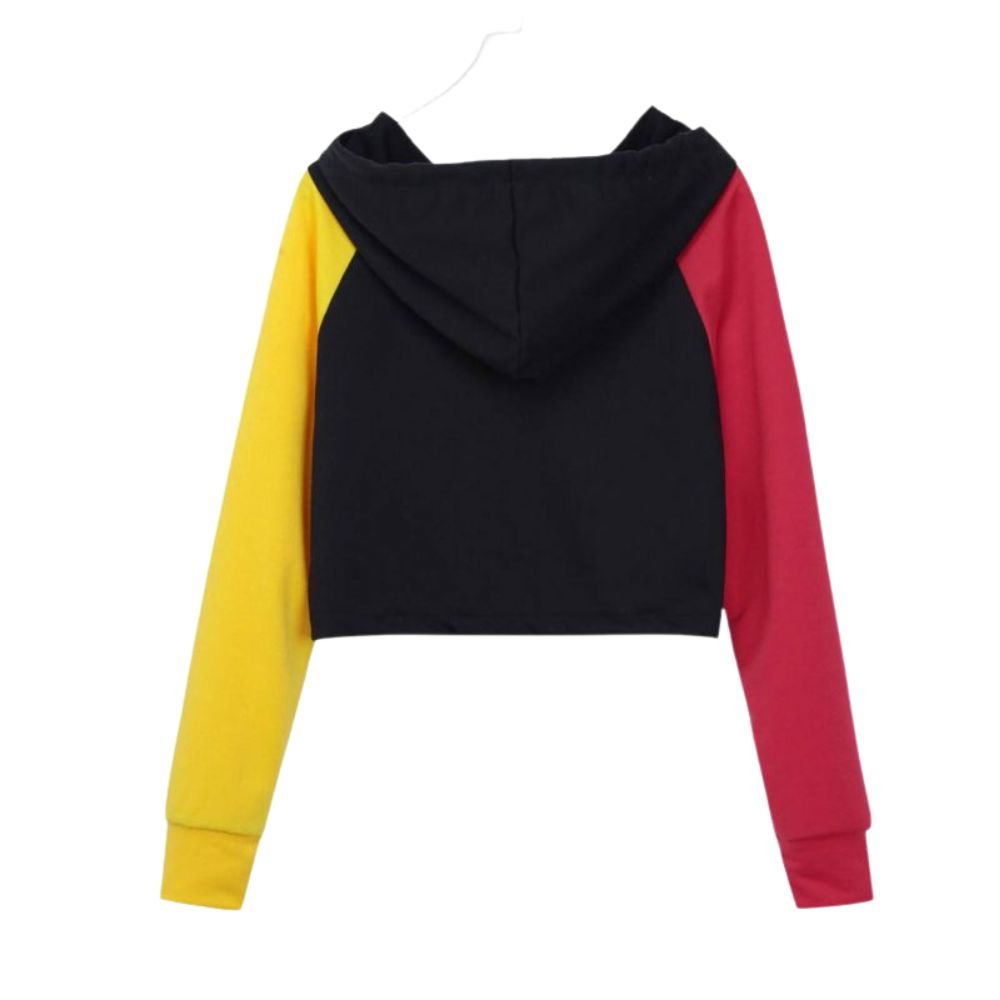 Women Colorblock Cropped Hoodie