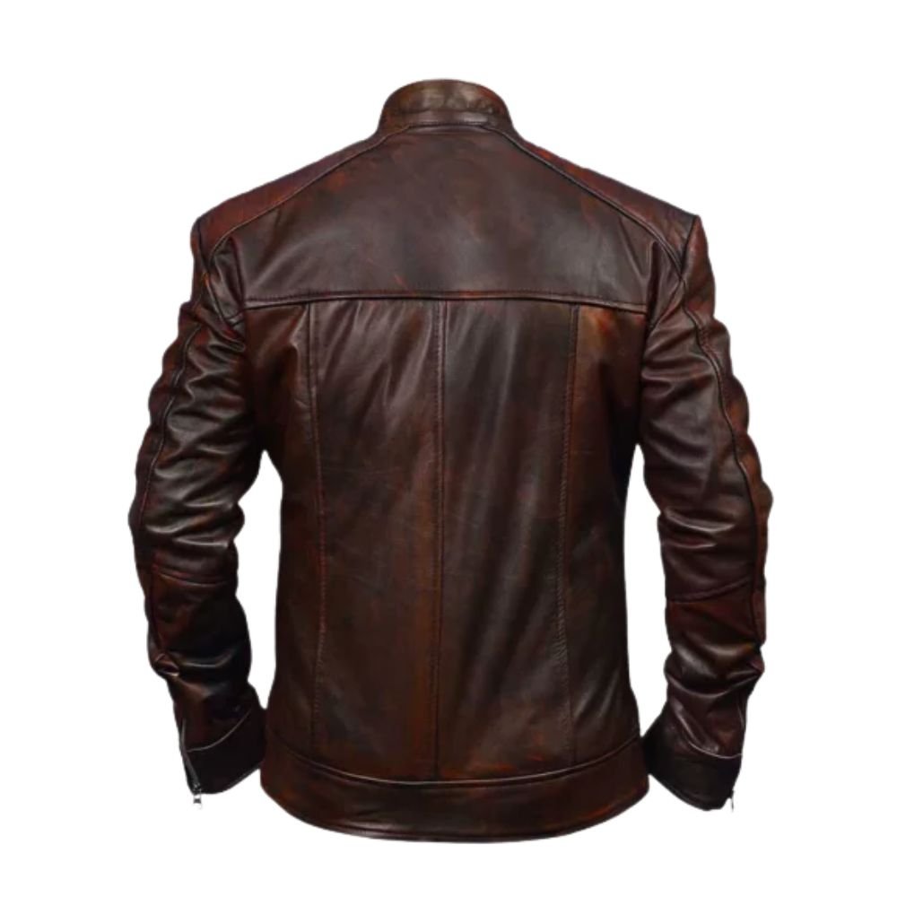 Men Vintage Brown Leather Jacket