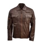 Men Hardeol Brown Leather Motorcycle Jacket