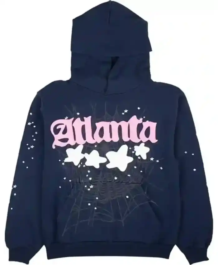 Atlanta Pink And Navy Pullover Fleece Hoodie For Men And Women