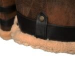 Men's B3 Belted Brown Leather Shearling Jacket - Bottom