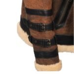 Men's B3 Belted Brown Leather Shearling Jacket - Belted sleeves