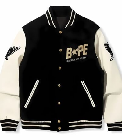 Bape x OVO Black Varsity Jacket