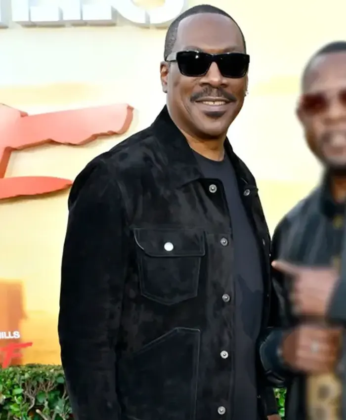 Beverly Hills Cop Axel F Eddie Murphy Black Suede Jacket