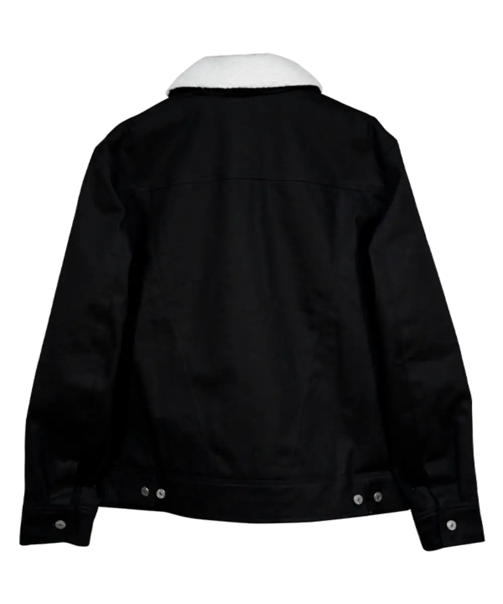 black denim shearling jacket