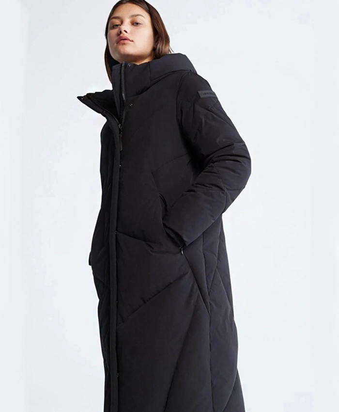 Calvin Klein Quilted Maxi Puffer Black Jacket For Sale