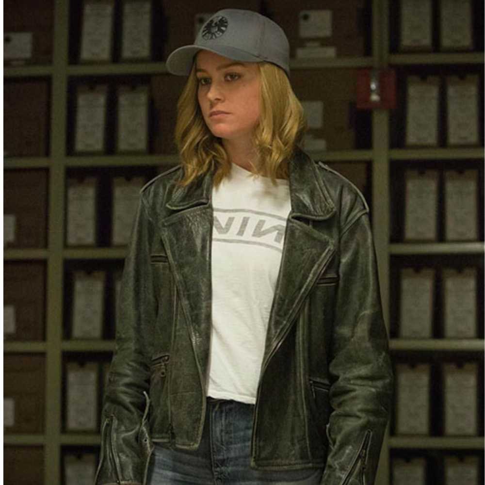 Captain Marvel Women Black Biker Jacket