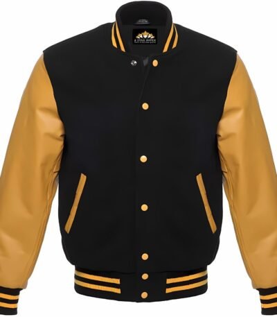 Men High School Black and Yellow Varsity Jacket