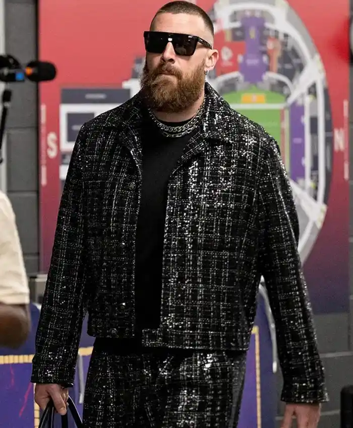 Chiefs Travis Kelce Black Sequin Jacket For Sale