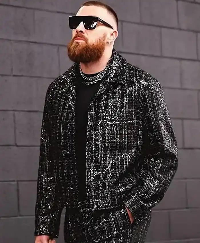 Chiefs Travis Kelce Black Sequin Jacket