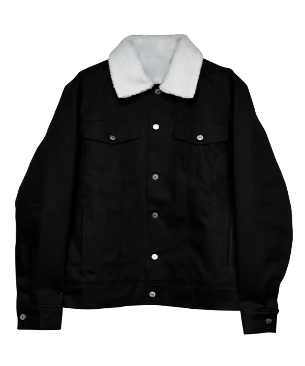 black denim shearling jacket