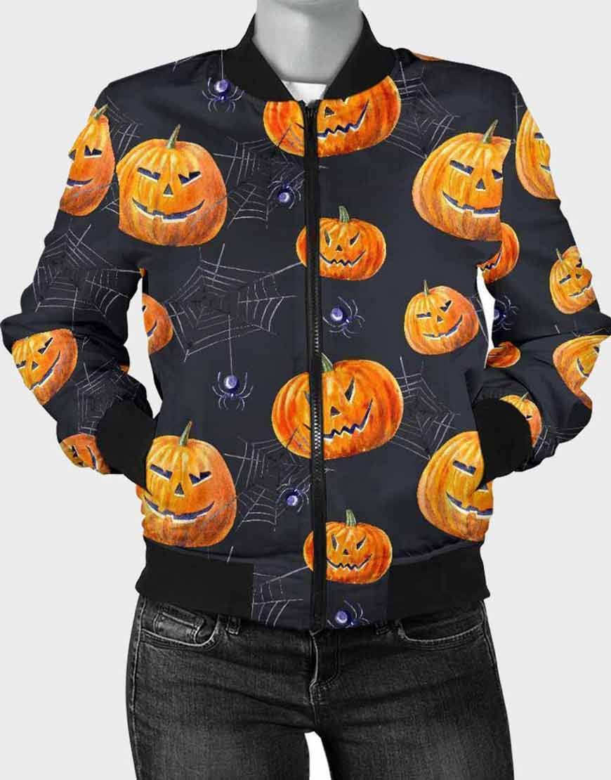 Bomber Pumpkin Halloween Jacket