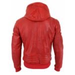 Hooded Red Leather Jacket