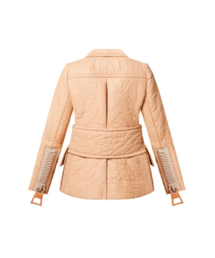 textured leather pink coat