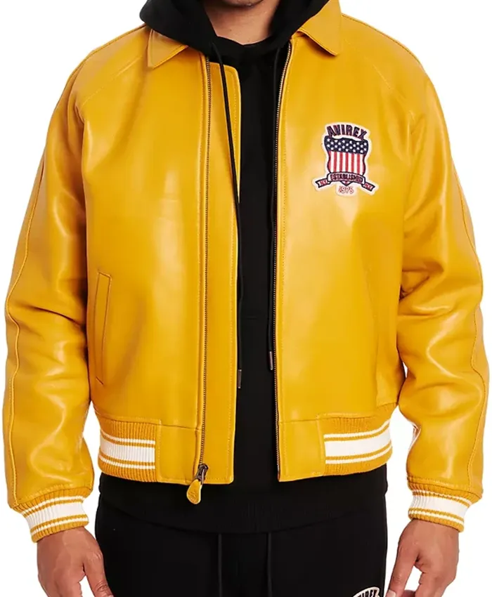 Lamar Odom Avirex Icon Yellow Leather Jacket For Men and Women