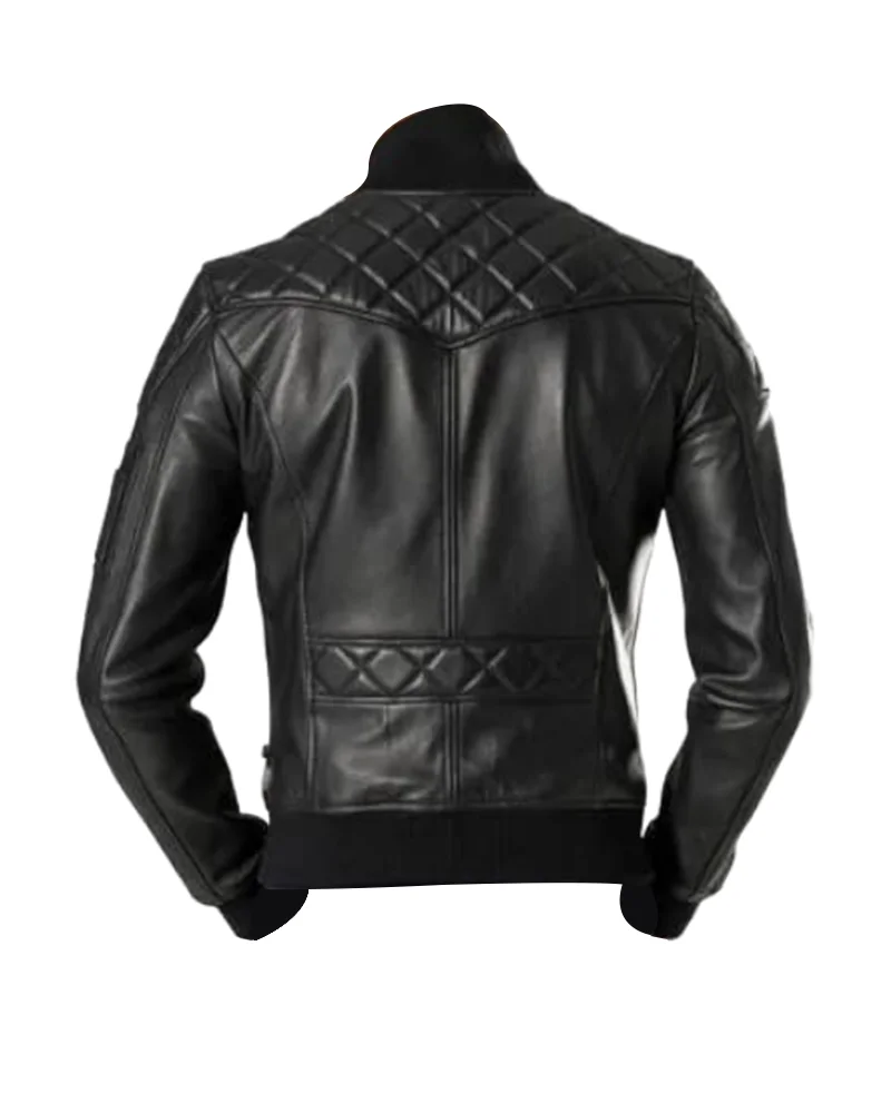 Men Black Bomber Leather Jacket