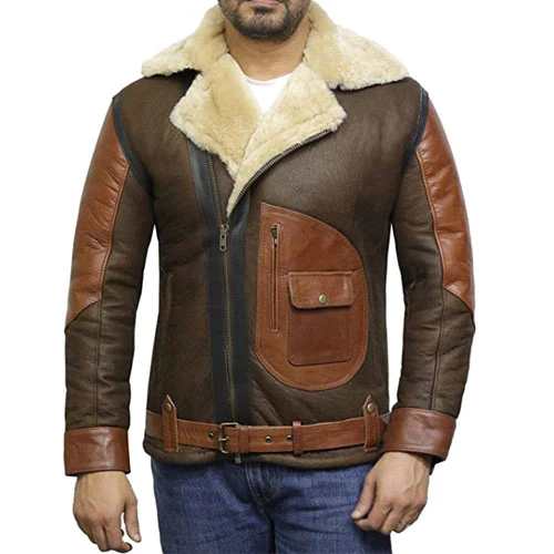 Men Brown Shearling Jacket