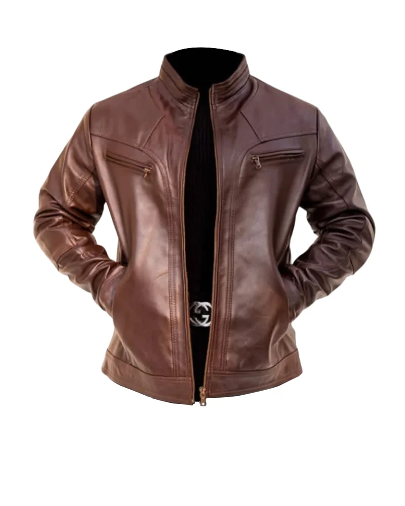 Classic Cafe Racer Men Leather Jacket