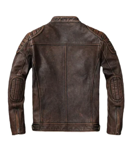 cowhide biker brown leather jacket