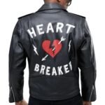 Men Heart Breaker Black Leather Biker Jacket