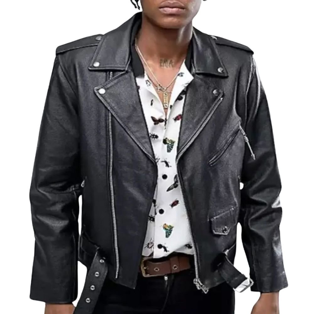 Men Heart Breaker Black Leather Biker Jacket