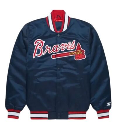 Men MLB Blue Atlanta Braves Varsity Jacket