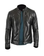 stylish black leather jacket