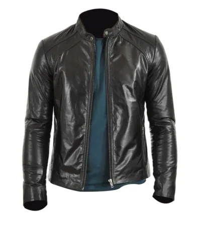 stylish black leather jacket