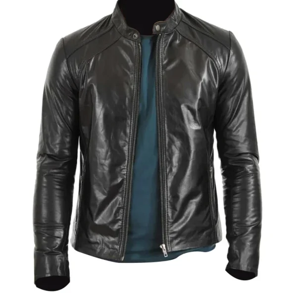 stylish black leather jacket