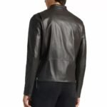 Men Zip Up Black Leather Jacket