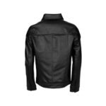 Men's Black Leather Trucker Jacket - Back look