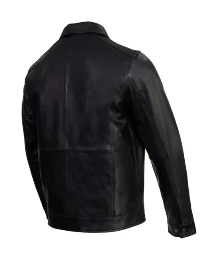 Mens Black New Zealand Lamb Leather Fashion Car Coat Leather Jacket For Sale