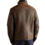 Men's Brown Tundra Shearling Leather Jacket - Back Look Model Wear