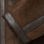 Men's Brown Tundra Shearling Leather Jacket - material close look