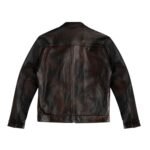 Men's Deep Brown Leather Roadster Jacket - Back look