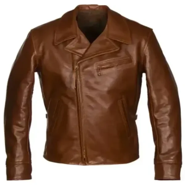 plain brown motorcycle jacket