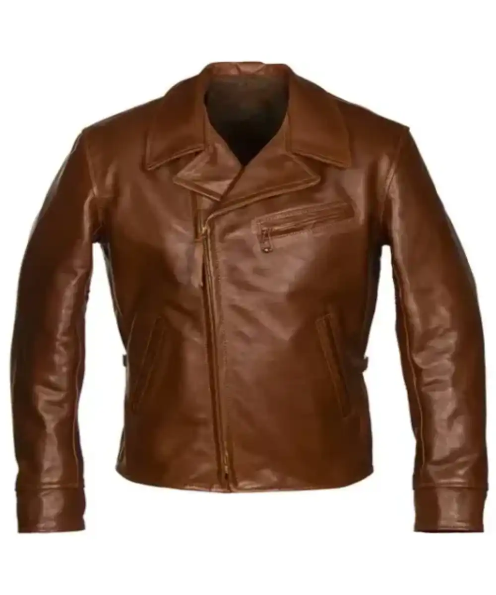 plain brown motorcycle jacket