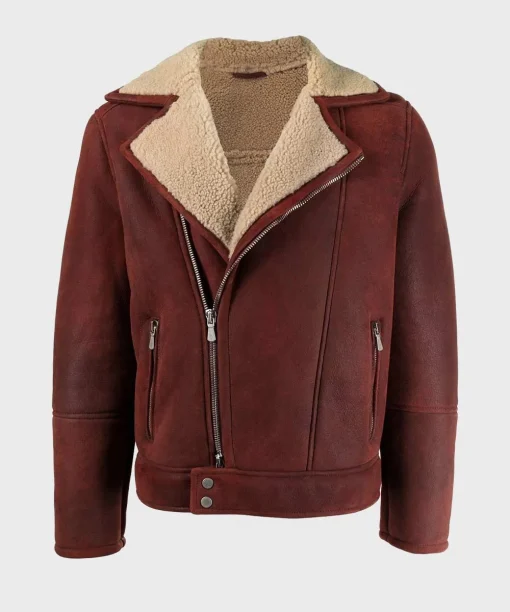 Flying Mens Burgundy Aviator Leather Jacket