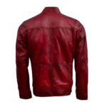 Men's Waxed Dark Burgundy Cafe Racer Leather Jacket (1)