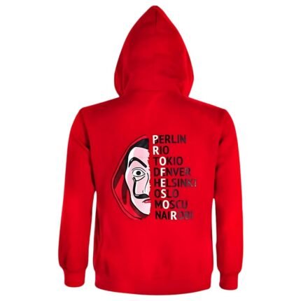 Money Heist Red Zipper Hoodie