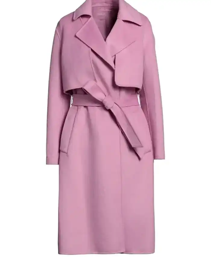 Movie Crimes of Fashion Killer Clutch 2024 Brooke DOrsay Pink Trench Coat For Sale