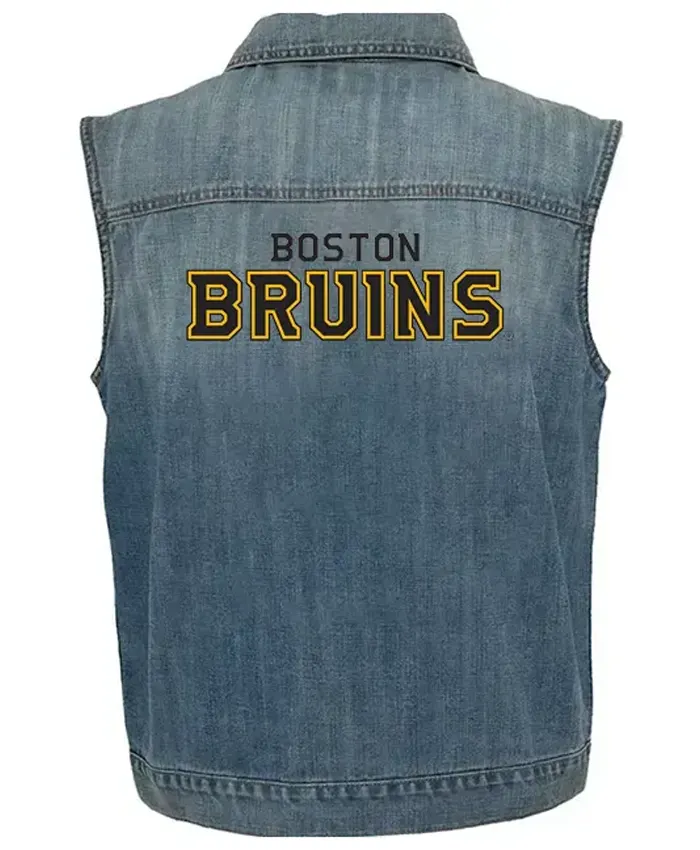 NHL Team Boston Bruins Blue Denim Vest For Men and Women