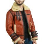 RAF B3 Fur Lined Brown Leather Jacket - Front look One
