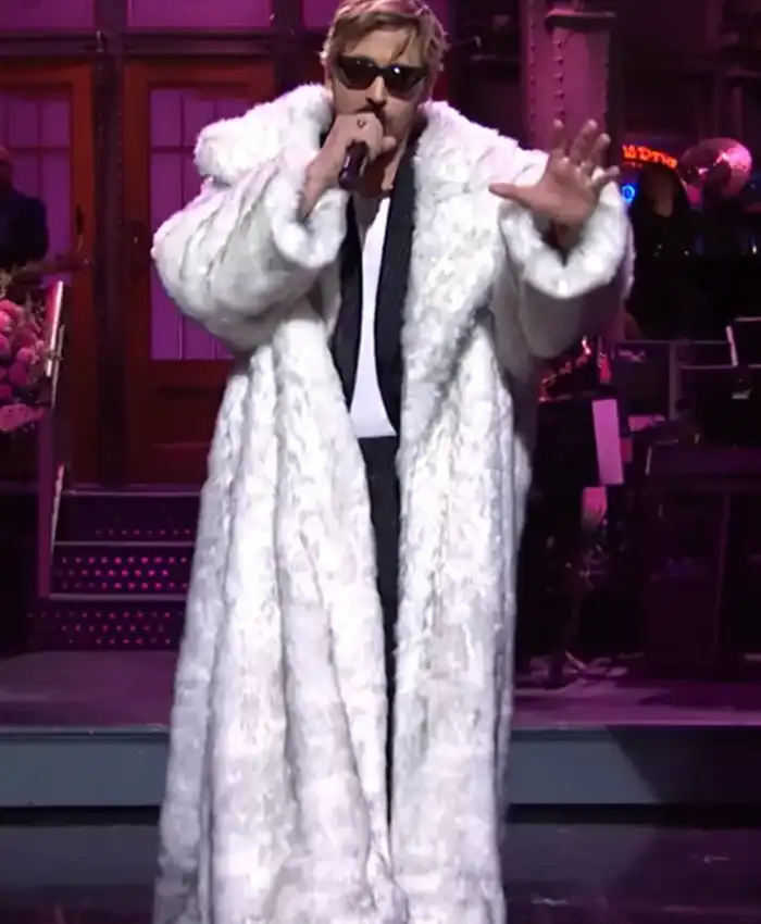 Saturday Night Live Ryan Gosling White Faux Fur Coat For Sale