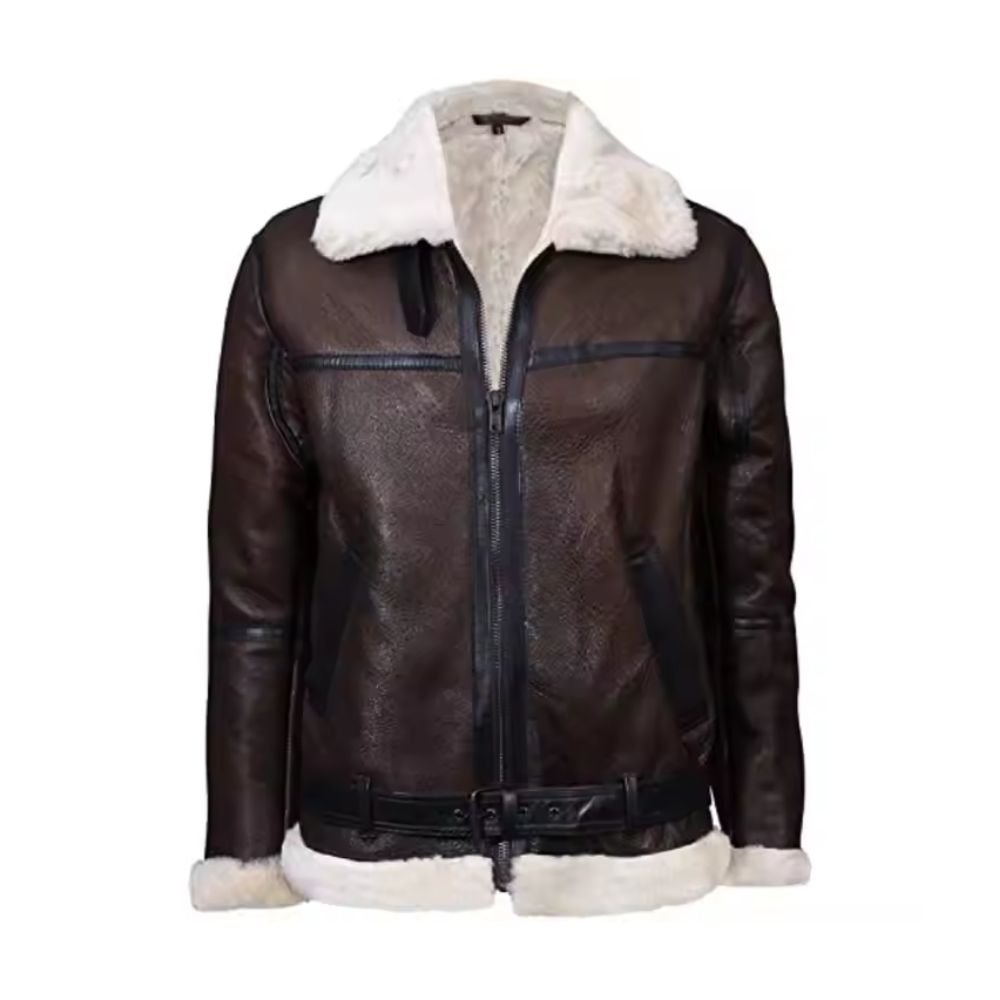 Men Sheepskin B3 Fur Leather Jacket Coat